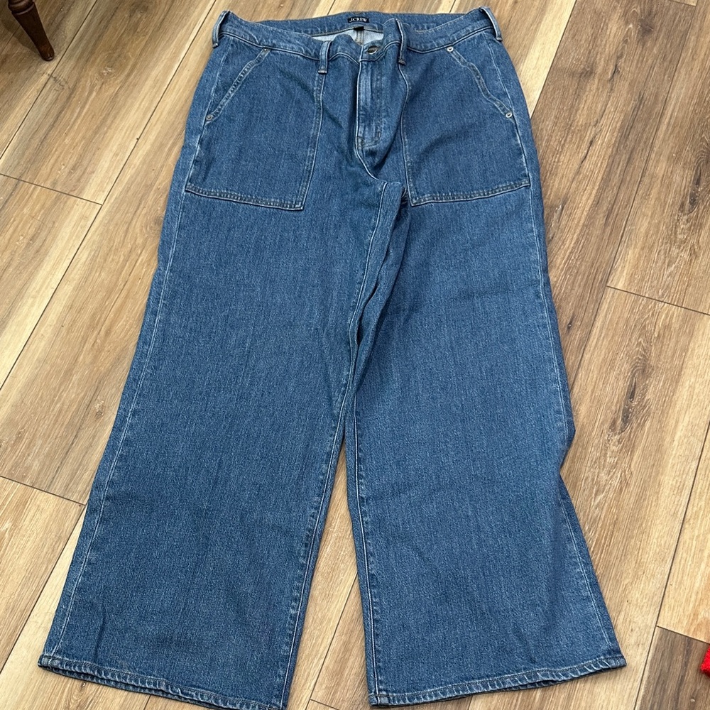 32 / 14 J. Crew Jeans never worn, no tags Camp pocket wide leg jeans blue - Picture 3 of 5